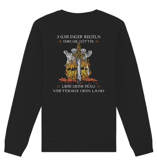 Drei Wikinger Regeln BACKPRINT - Organic Sweatshirt